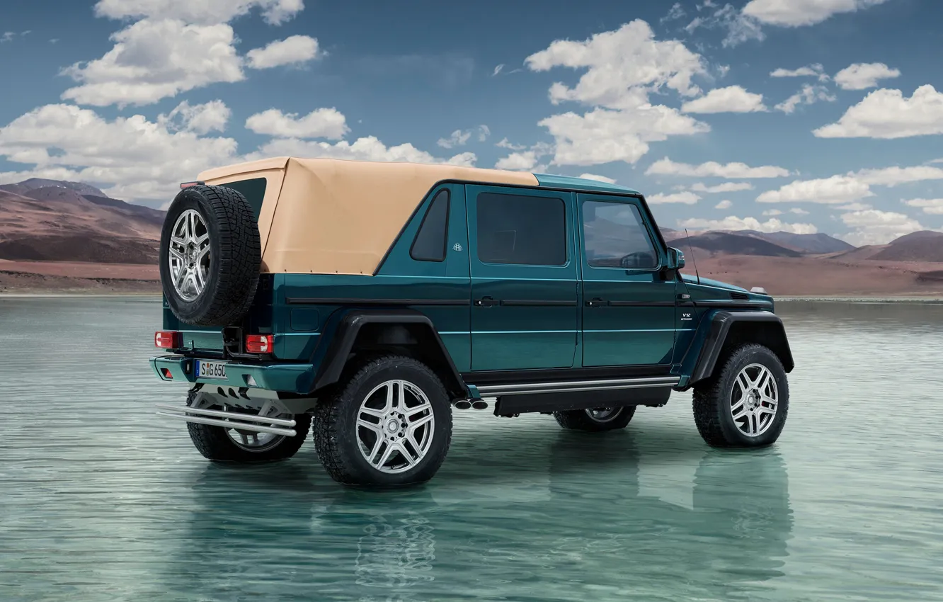 Photo wallpaper The sky, Clouds, Rear view, Mercedes-Maybach G 650 Landaulet, Water.