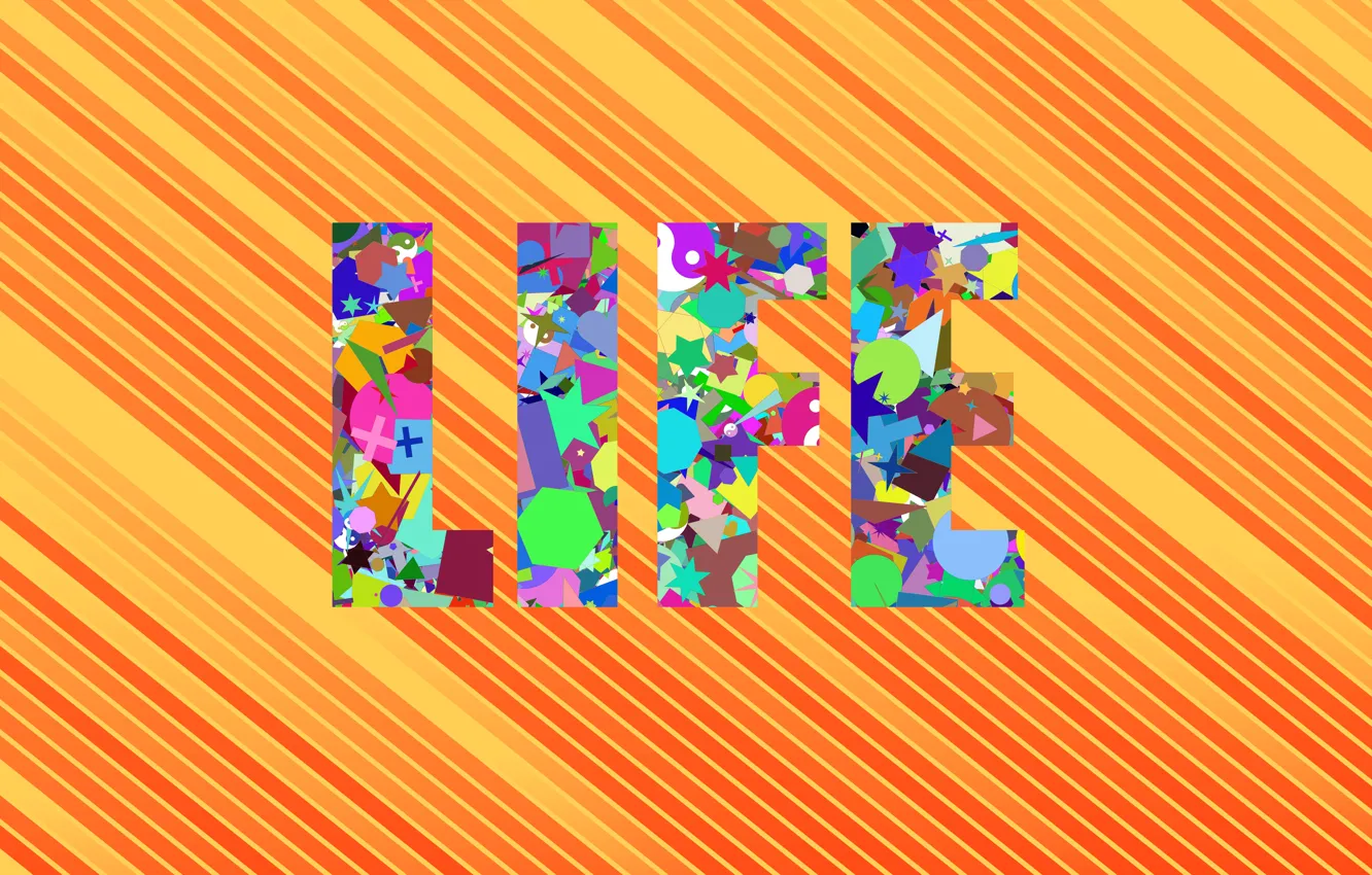 Photo wallpaper line, orange, life, the inscription, minimalism, life