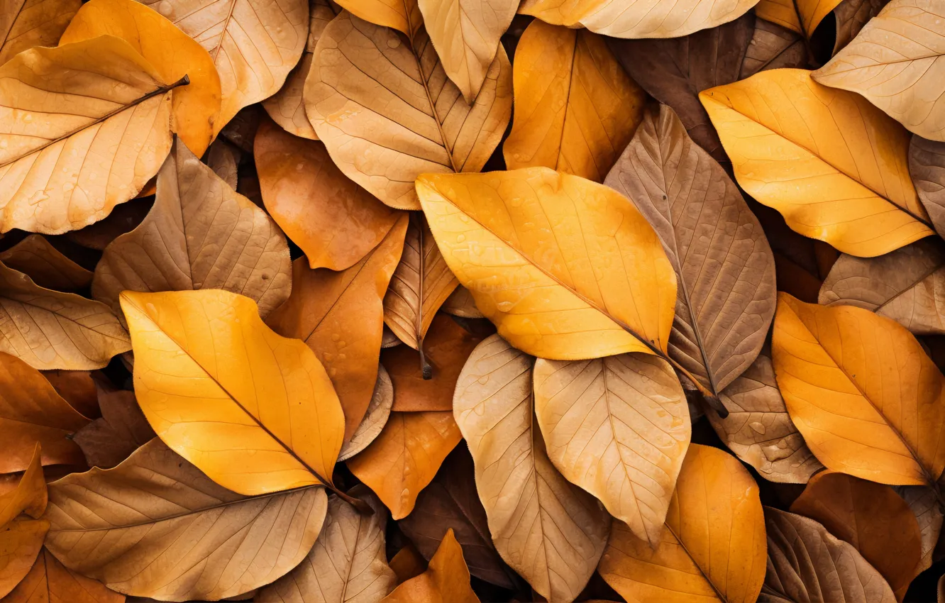 Photo wallpaper autumn, leaves, background, close-up, yellow, background, autumn, leaves
