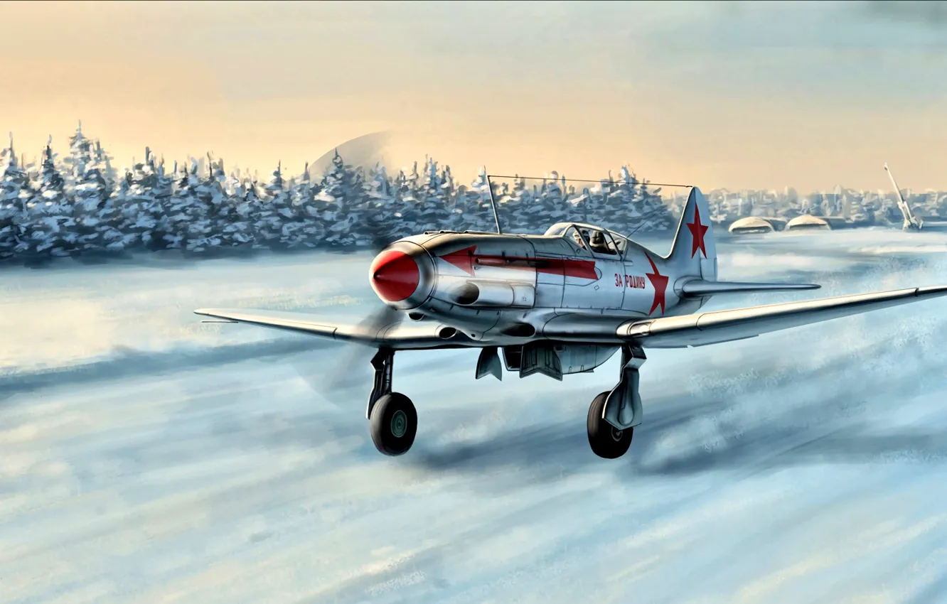 Photo wallpaper Winter, Snow, fighter, The rise, The MiG-3, Soviet, The second World war, high-altitude interceptor