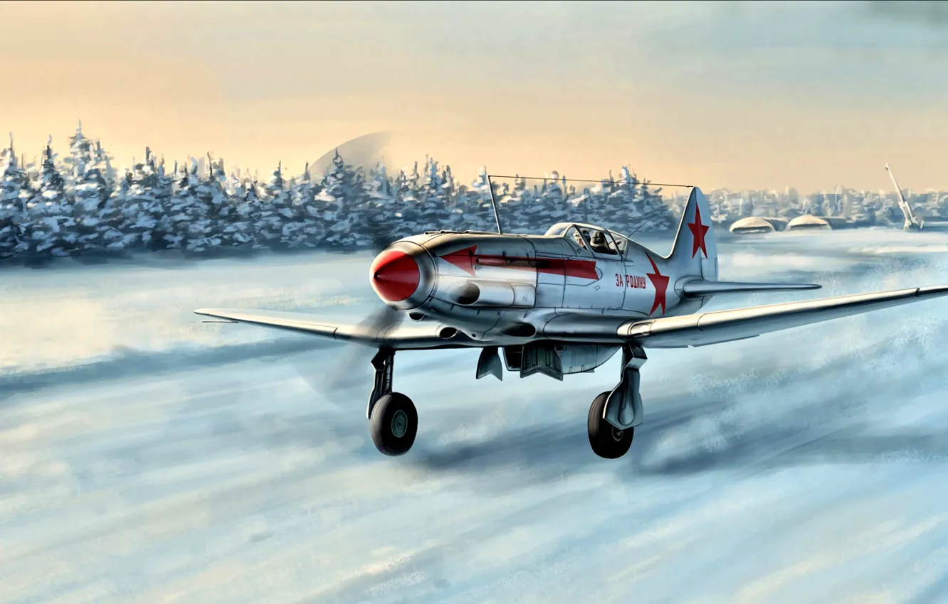 Photo wallpaper winter, snow, fighter, the rise, The MiG-3, Soviet, The second World war, High-altitude interceptor