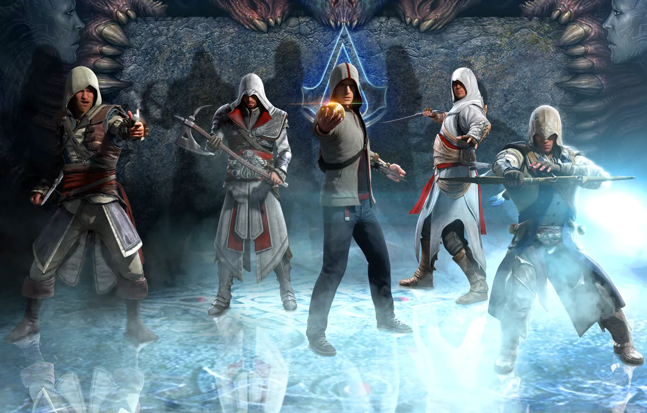 Photo wallpaper Ezio, Brotherhood, Assassin's Creed, altair, Desmond Miles, Ezio Auditore da Firenze, Connor Kenway, Black Flag