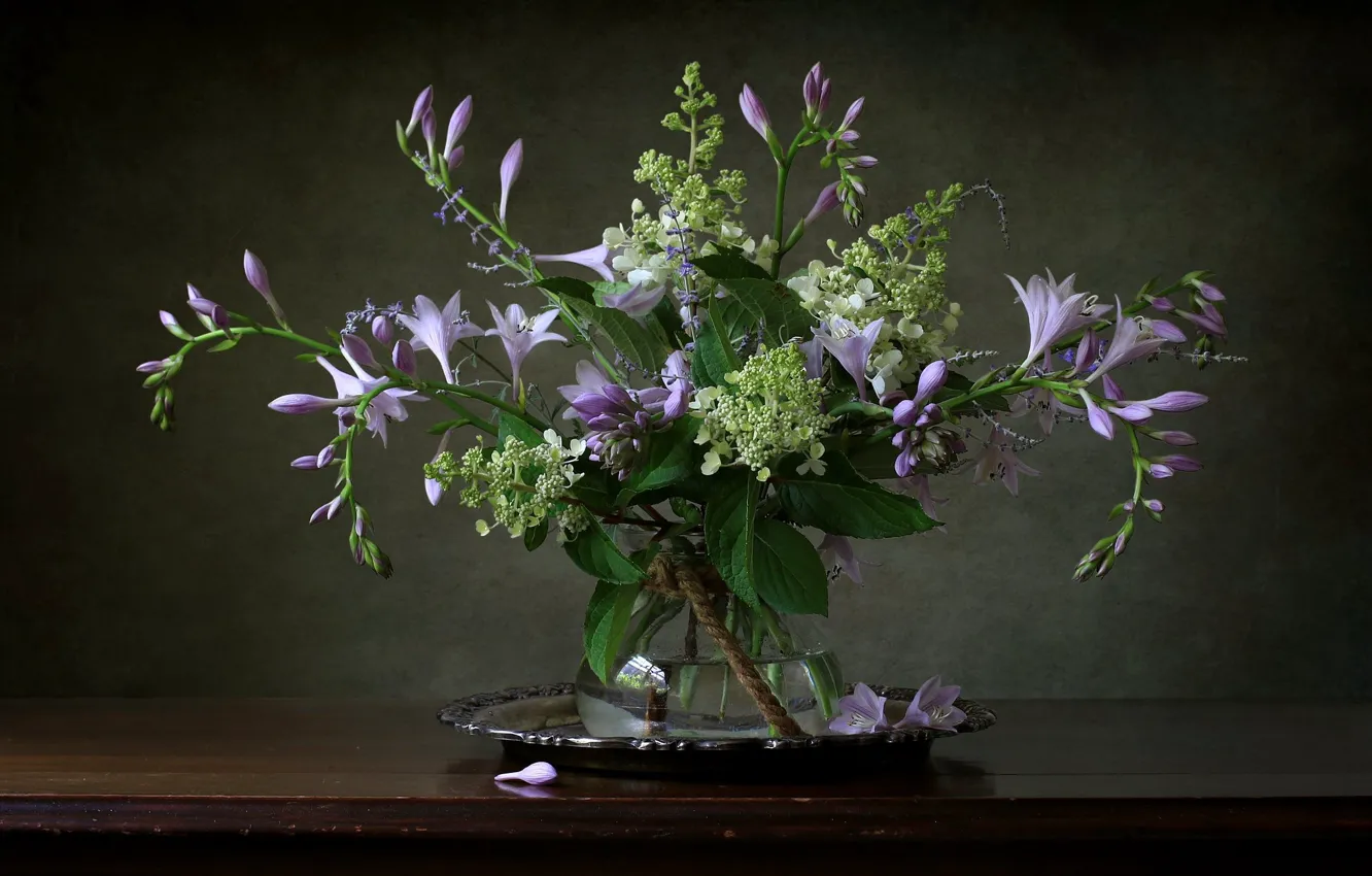 Photo wallpaper bouquet, hydrangea, host