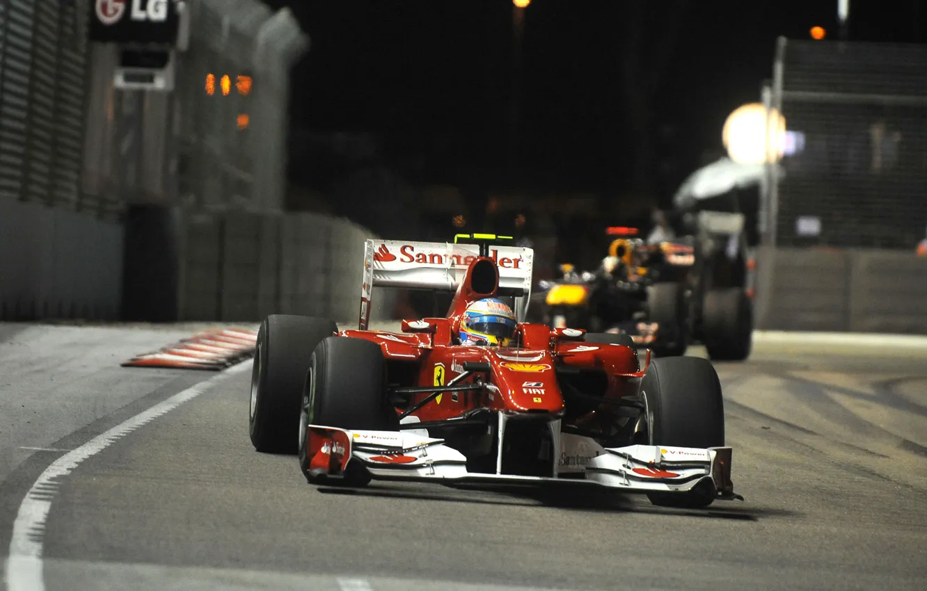 Photo wallpaper The evening, Photo, Lights, Night, Race, Track, 2010, Formula-1