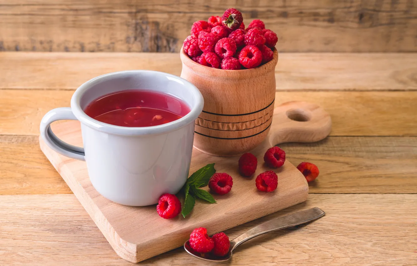 Photo wallpaper raspberry, Cup, jelly