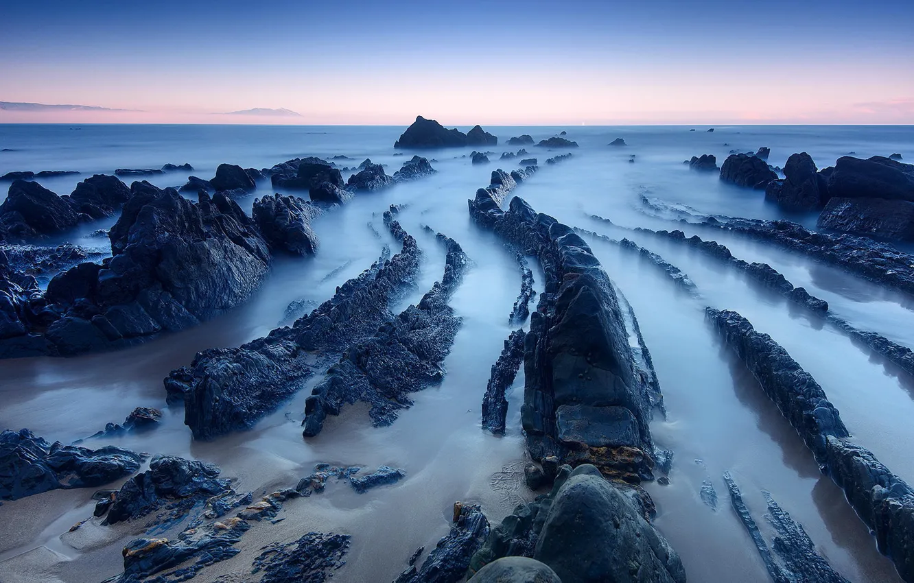 Photo wallpaper landscape, stones, the ocean, rocks, coast