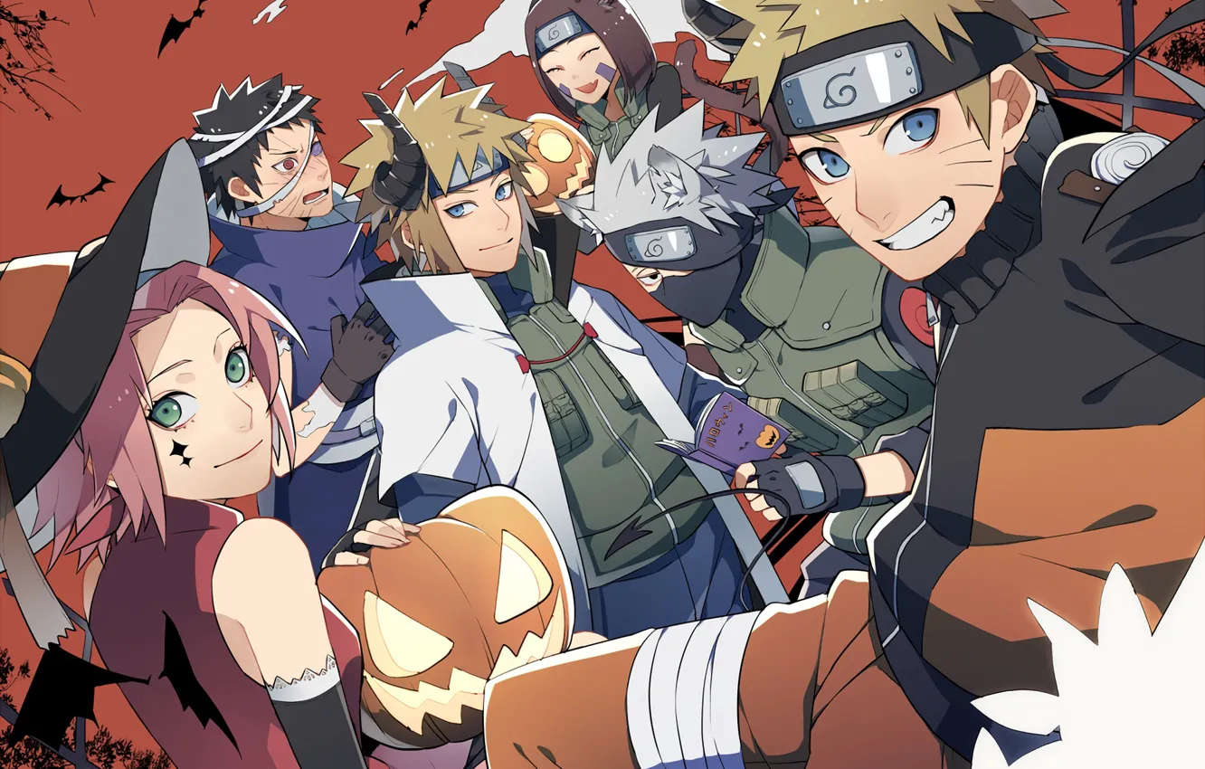 Photo wallpaper holiday, anime, art, Naruto, Naruto, characters, Halloween