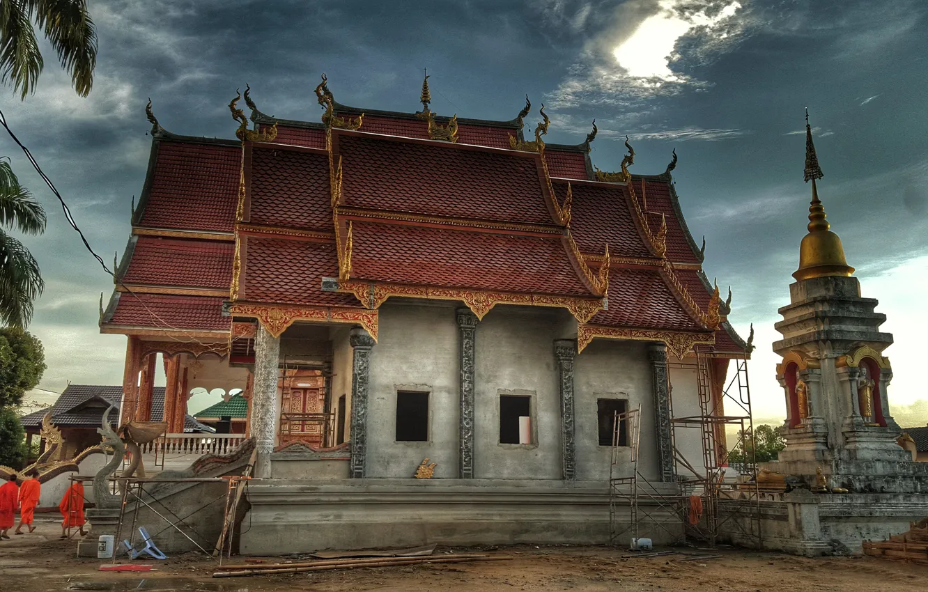 Photo wallpaper oriental, monastery, building under construction