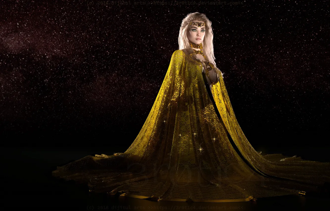 Photo wallpaper girl, mantle, cloak
