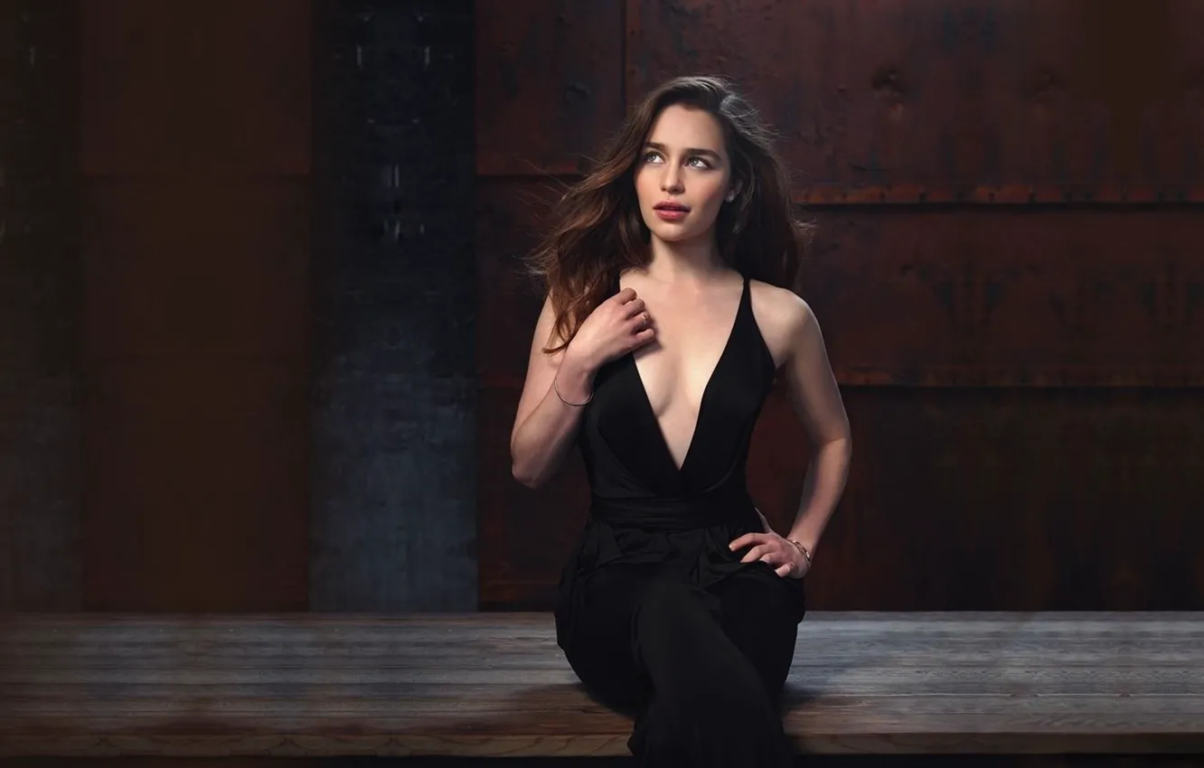 Photo wallpaper girl, dress, actress, neckline, beautiful, Emilia Clarke, Emilia Clarke