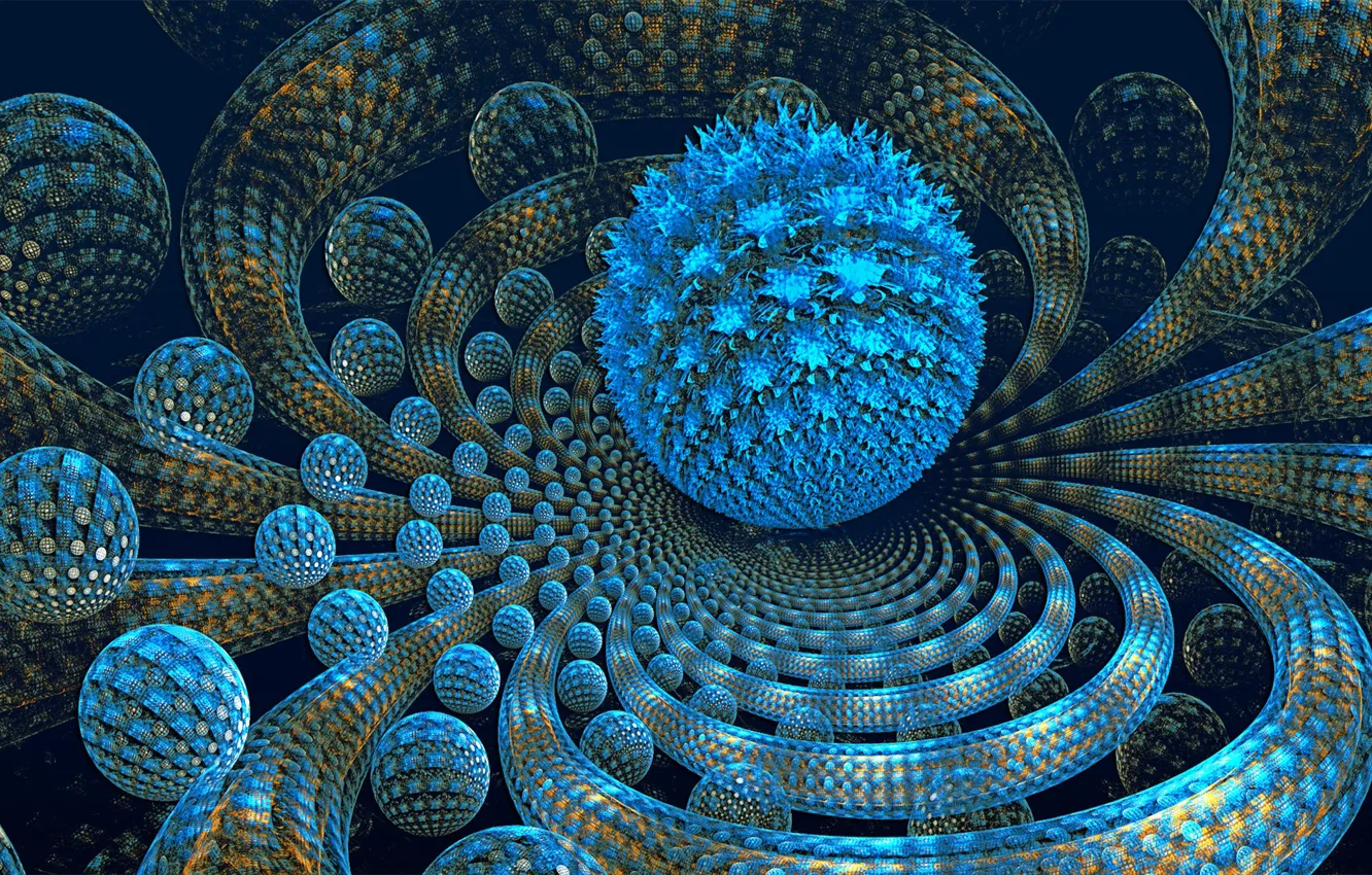 Photo wallpaper blue, balls, fractal