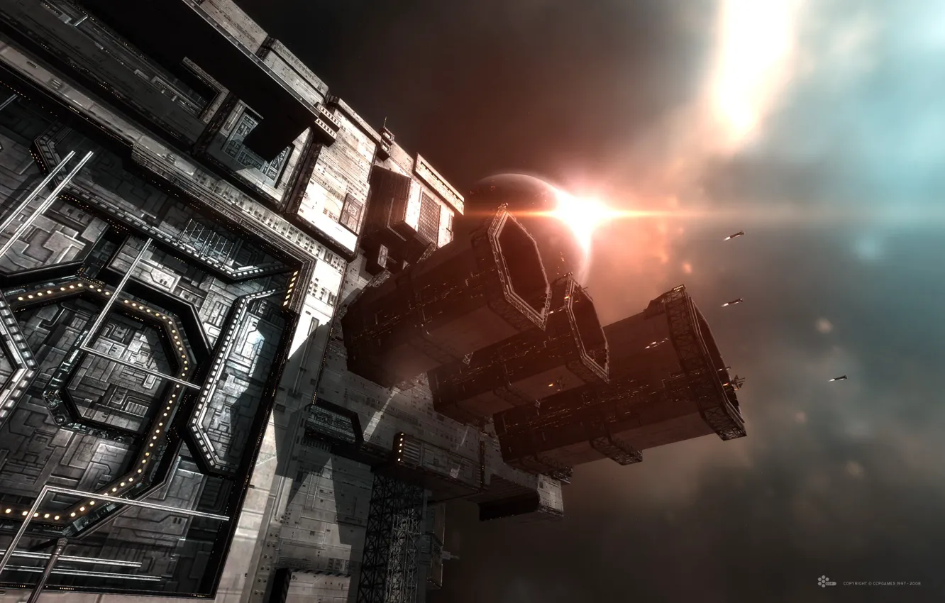 Photo wallpaper space, planet, station, space, spaceship, station, eve online, space ship