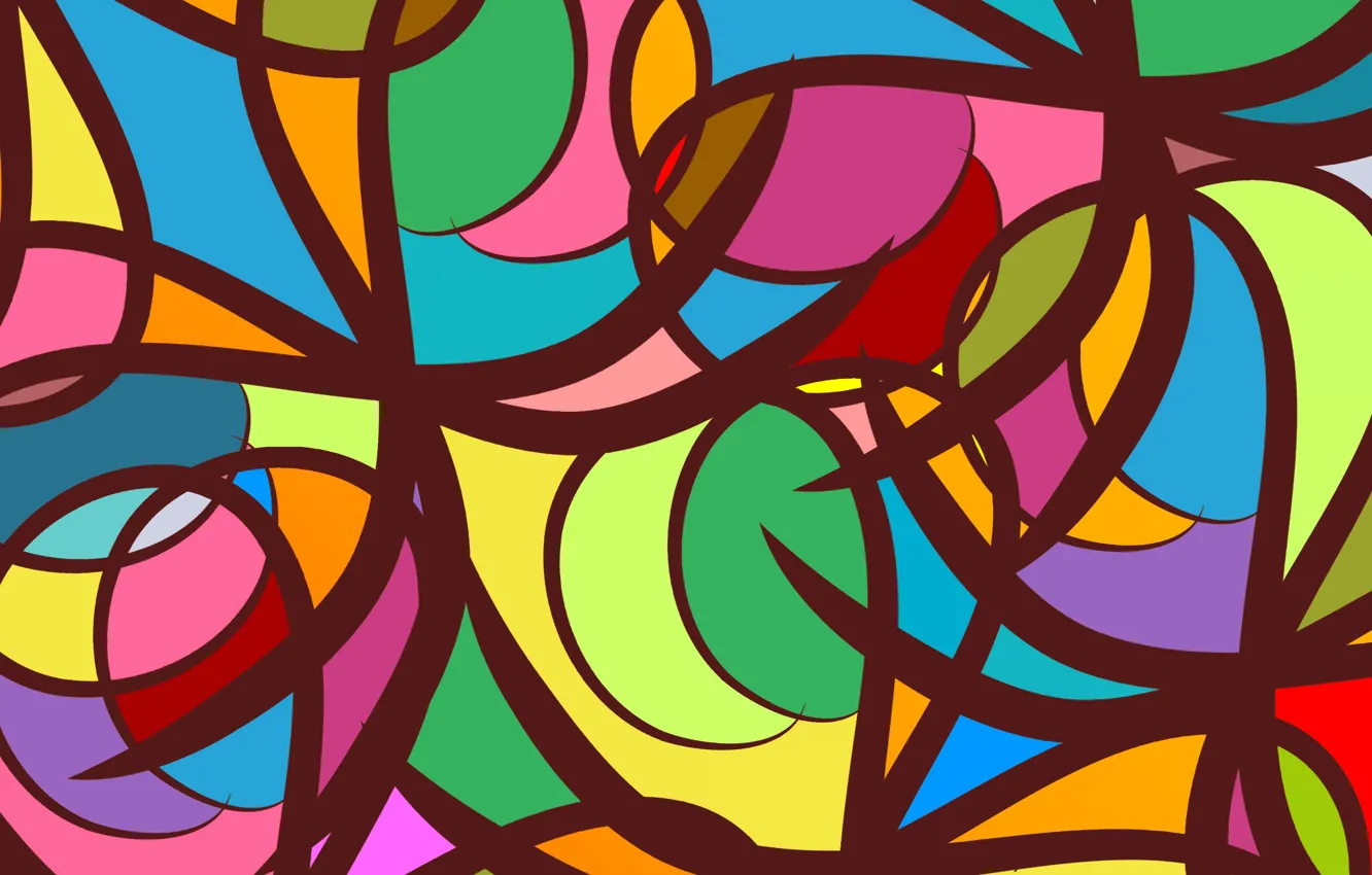 Photo wallpaper line, abstraction, pattern, curls, colored