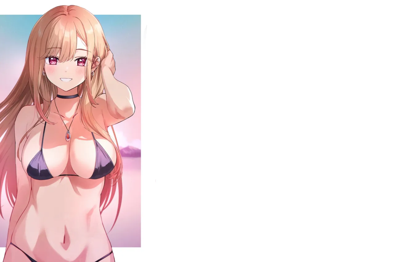 Photo wallpaper girl, hot, sexy, beach, anime, pretty, seaside, babe