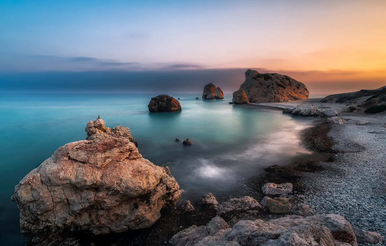 Photo wallpaper sea, rocks, Cyprus, Aphrodite Rock
