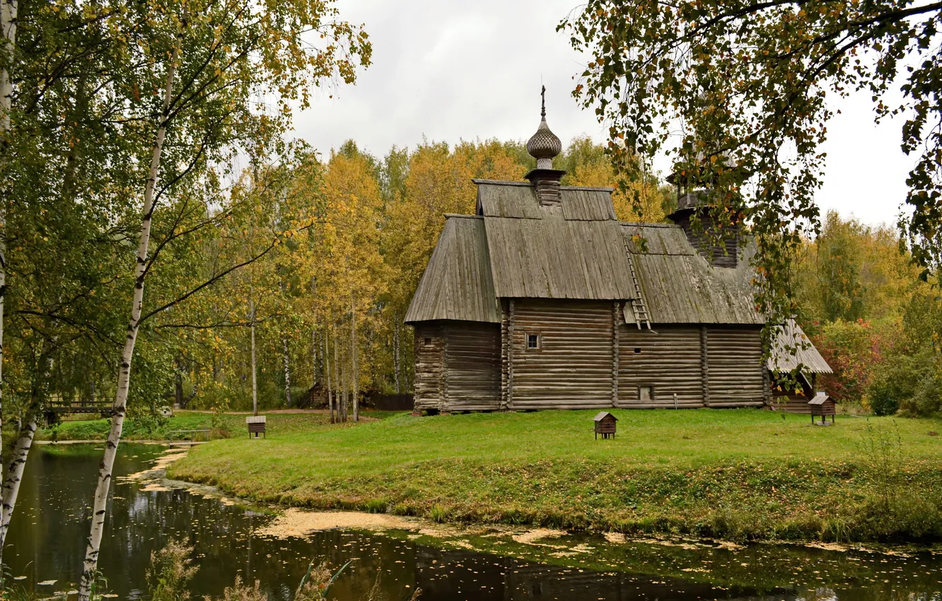 Photo wallpaper wooden architecture, The Church Of All-Merciful Saviour, Kostroma