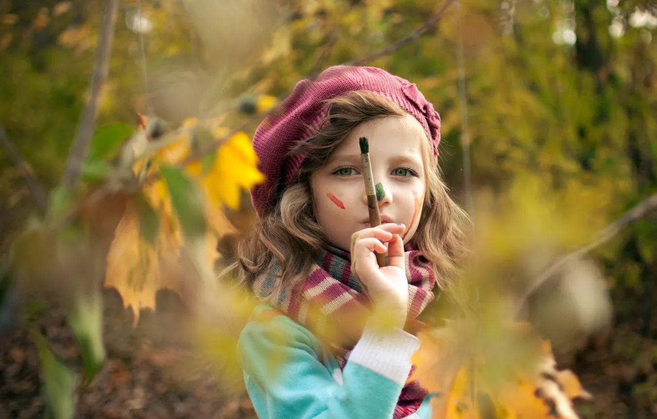 Photo wallpaper autumn, mood, paint, girl
