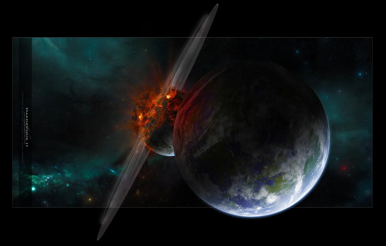 Photo wallpaper planet, disaster, asteroids
