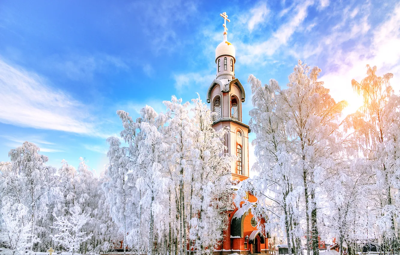 Photo wallpaper winter, Saint Petersburg, temple, Russia