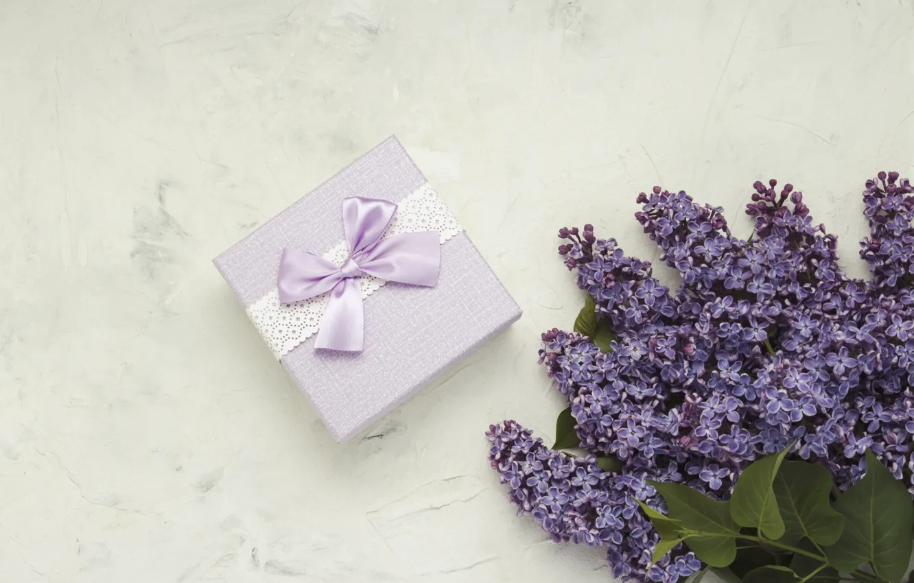 Photo wallpaper gift, bouquet, lilac