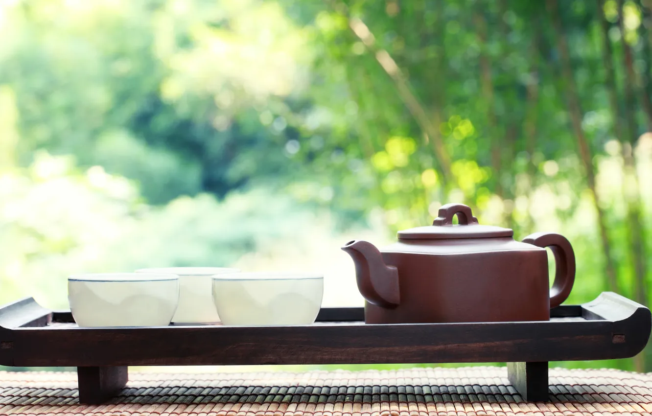 Photo wallpaper tea, kettle, Cup, ceramics