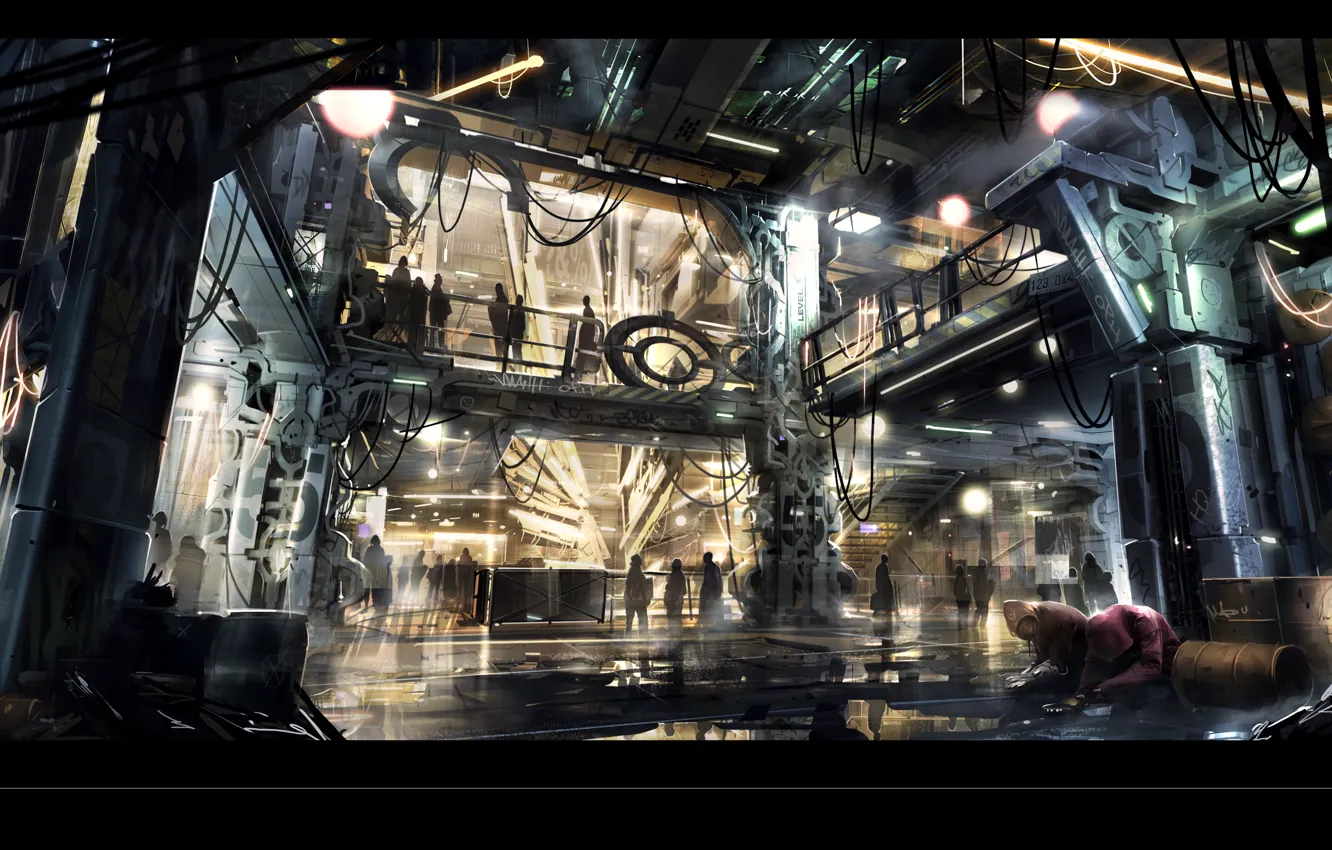 Photo wallpaper street, square enix, cyberpunk, concept art, Ubisoft Montreal, Deus Ex: Universe