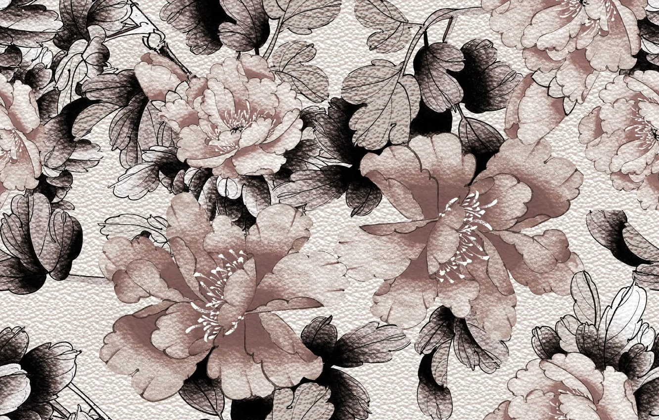 Photo wallpaper leaves, flowers, background, Background, Pattern, Floral