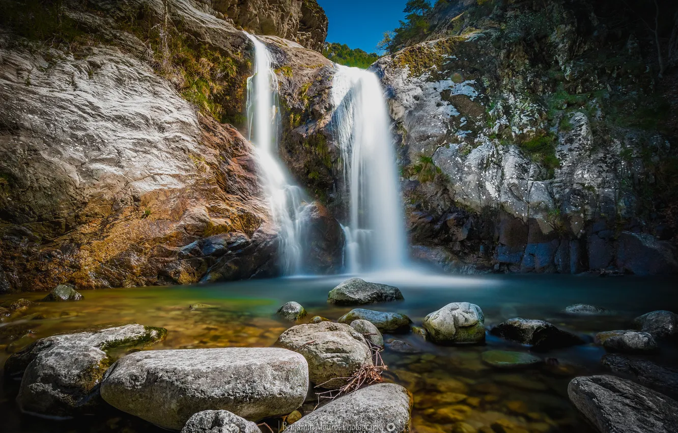 Photo wallpaper rock, France, waterfall, Languedoc-Roussillon, Cascade Des Anglais