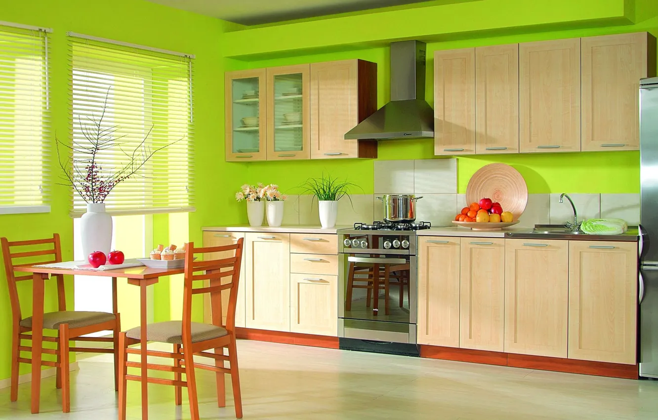 Photo wallpaper Kitchen, Furniture, Green