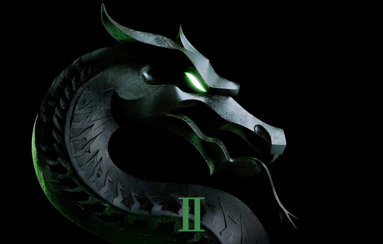 Photo wallpaper movie, dragon, logo, Mortal Kombat, black background, movies, 2025 Movies, Mortal Kombat II