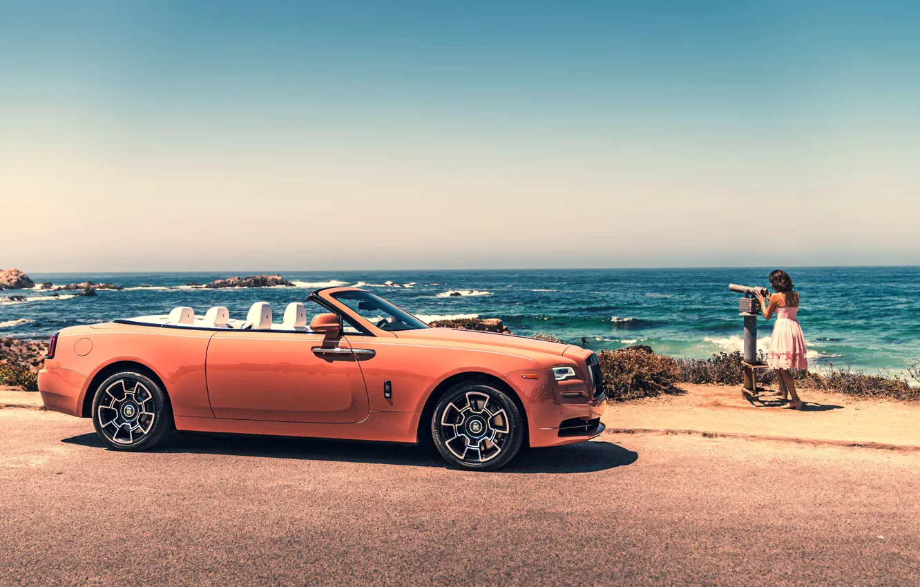 Photo wallpaper Girl, Orange, Luxury, Rolls-Royce Wraith