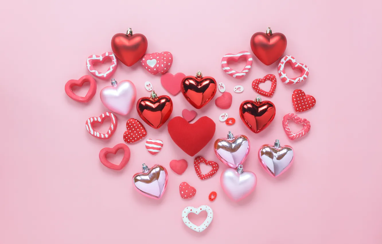 Photo wallpaper love, background, pink, heart, hearts, red, love, pink