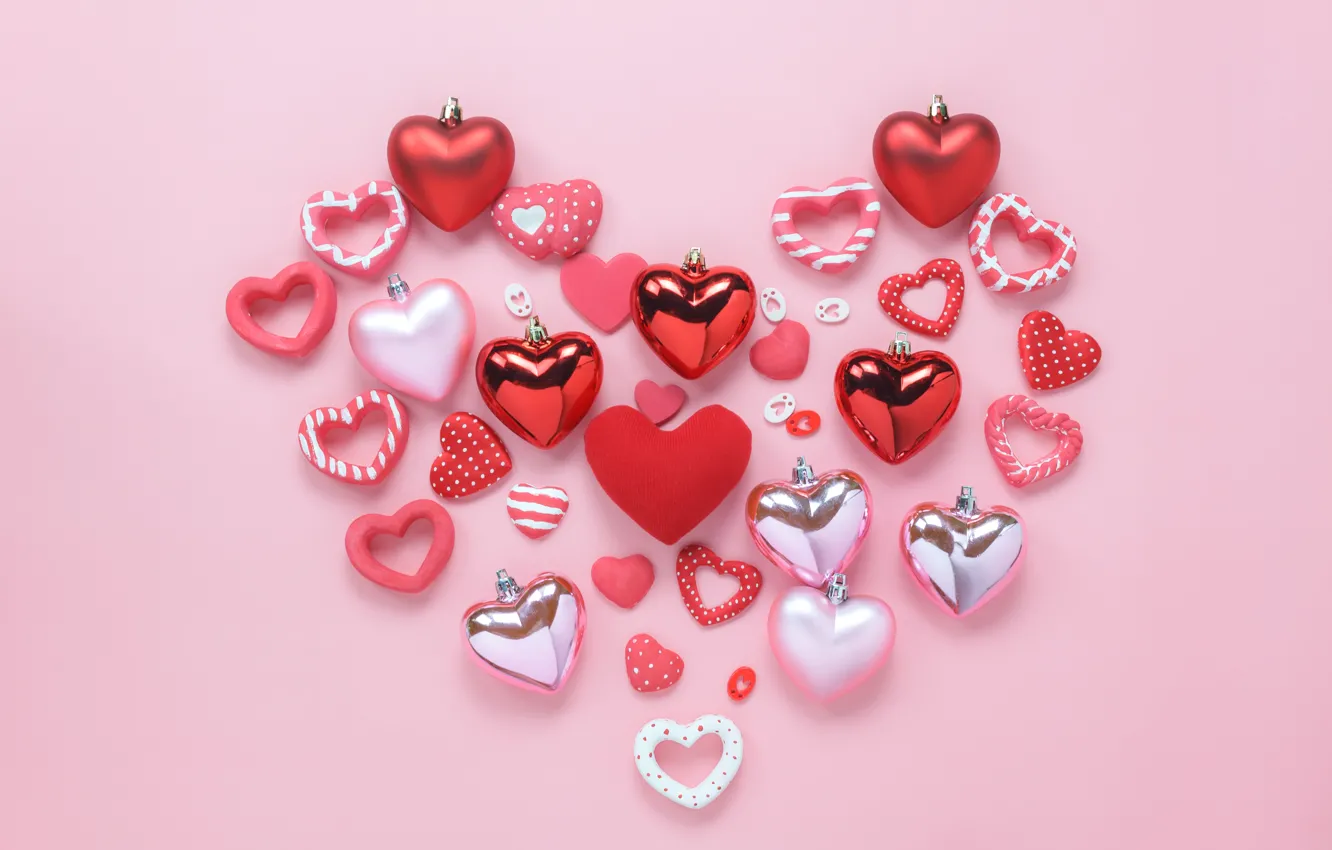 Photo wallpaper love, background, heart, hearts, red, love, pink, pink