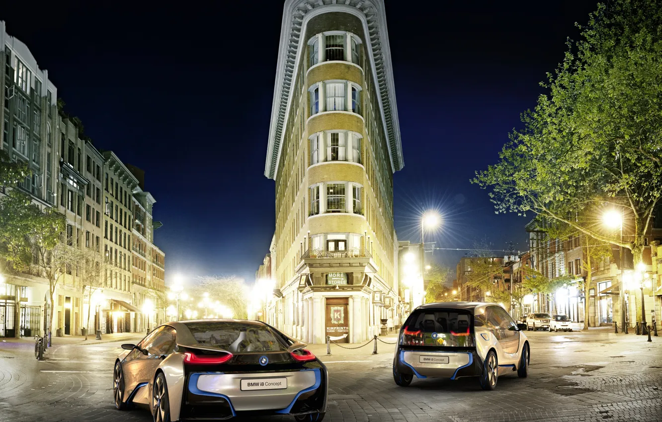 Photo wallpaper night, the city, BMW, two, i8Concept, i3Concept