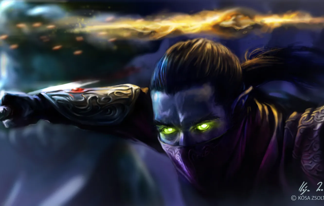 Photo wallpaper look, weapons, blood, mask, art, assassin, Zsolt Kosa