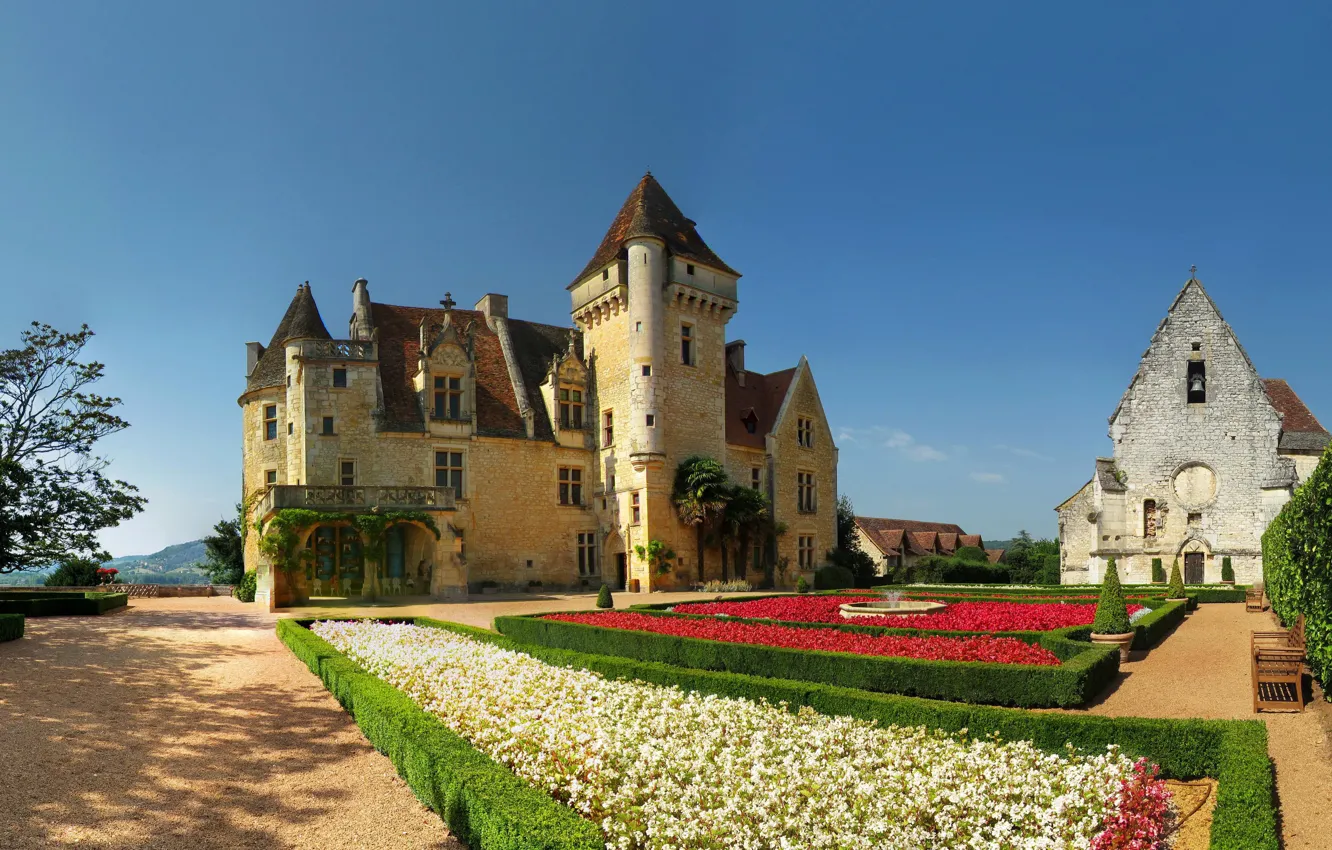 Photo wallpaper the city, castle, France, France, Dordogne, Castle of Milandes