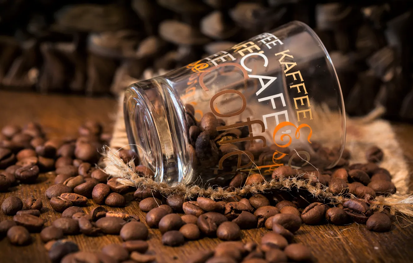 Photo wallpaper glass, glass, the inscription, Board, coffee, placer, coffee beans, napkin
