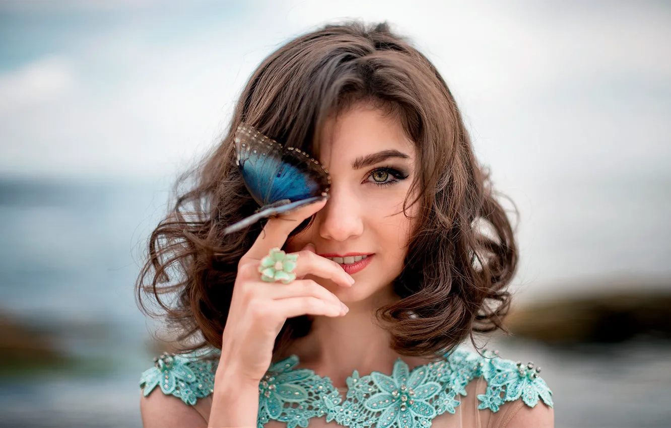 Photo wallpaper look, girl, butterfly, Dmitriy Inko, Maryam