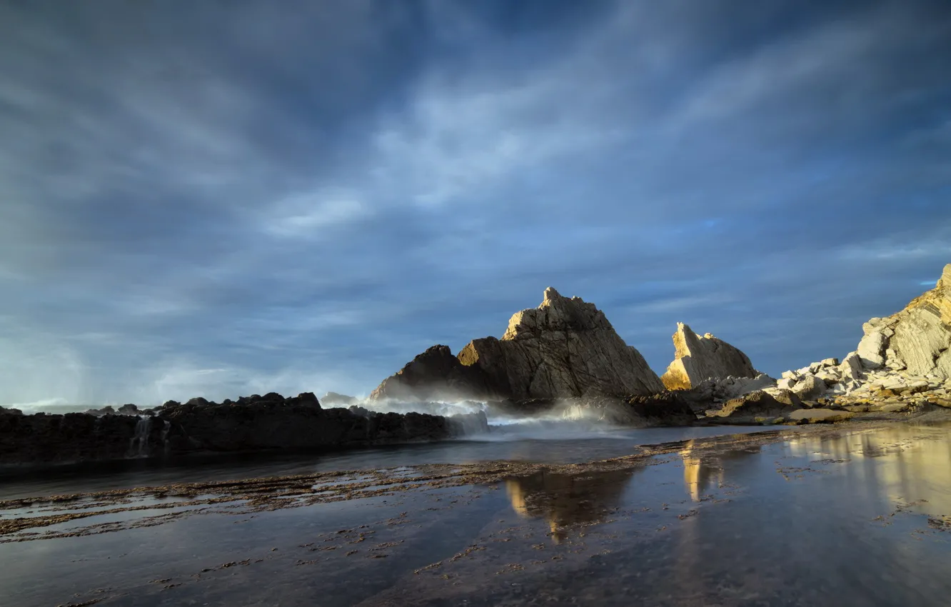 Photo wallpaper sea, landscape, rocks, shore