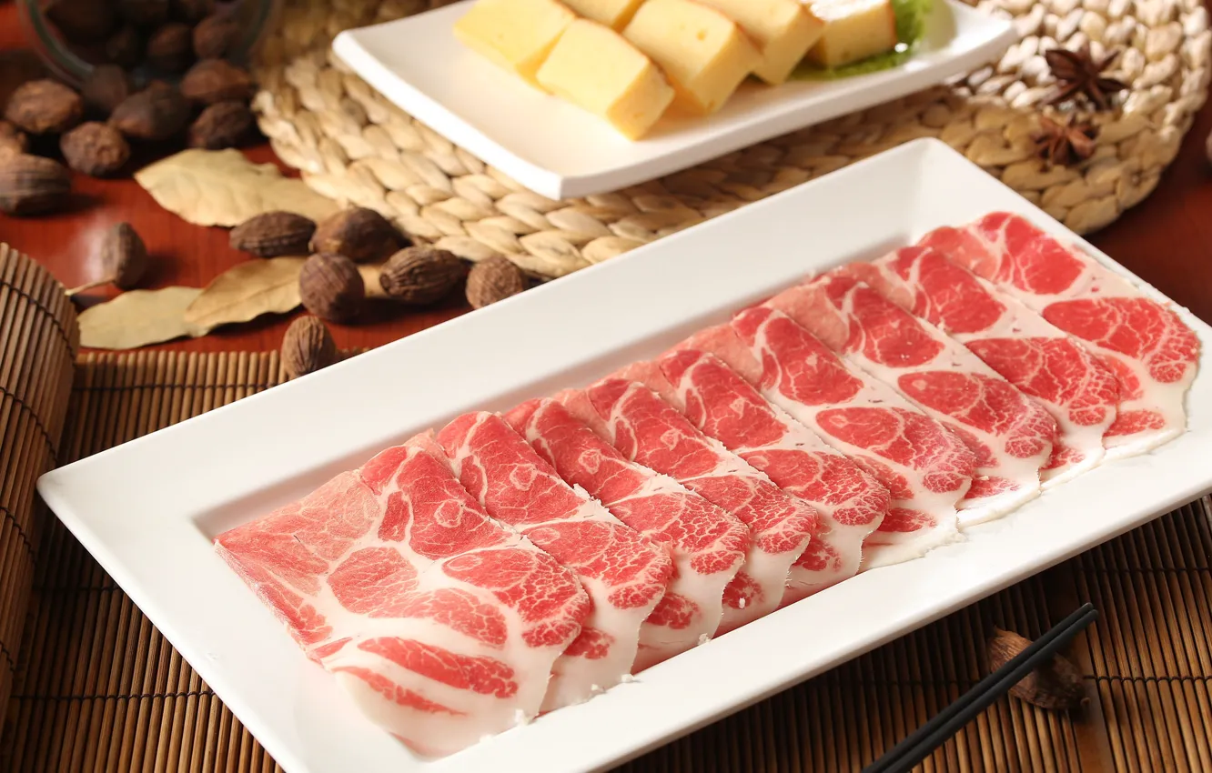 Photo wallpaper meat, cutting, tofu
