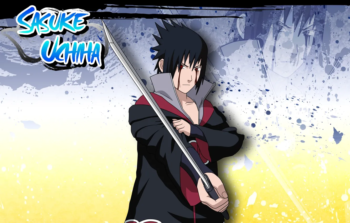 Photo wallpaper katana, art, manga, Naruto, Naruto, Uchiha Sasuke