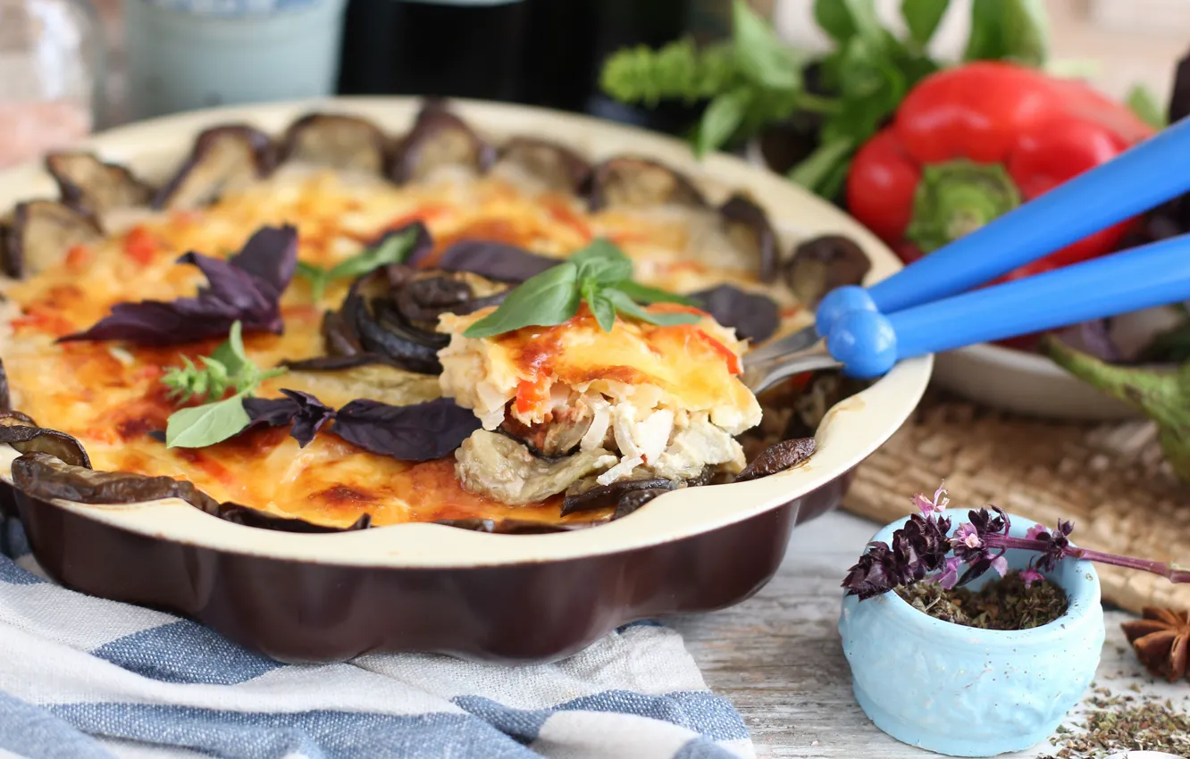 Photo wallpaper greens, pie, eggplant, Kish