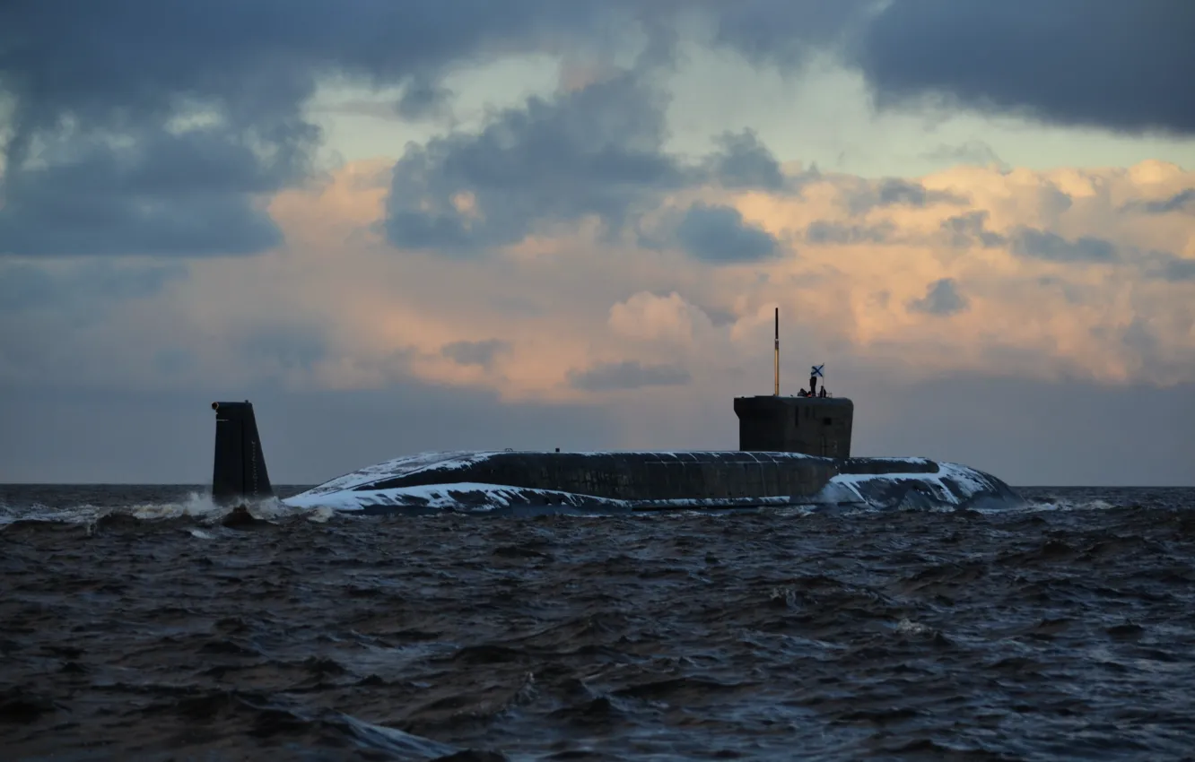 Photo wallpaper sea, submarine, project 955 Borey