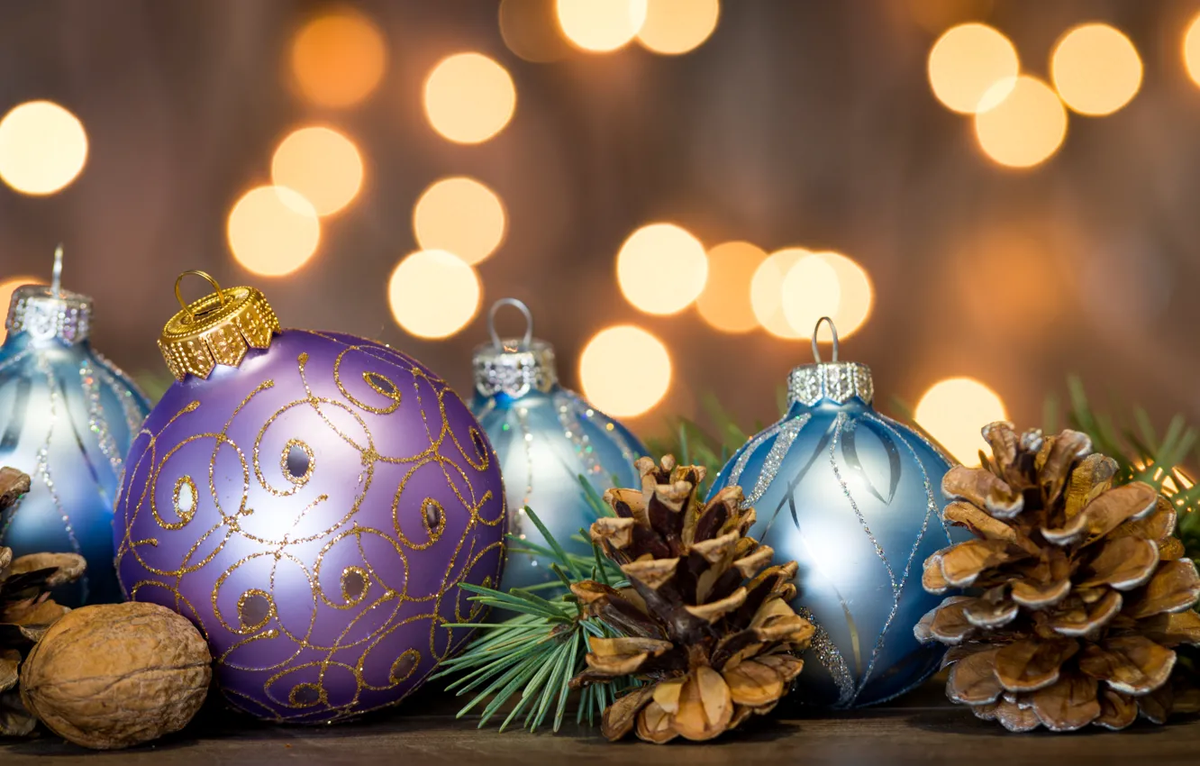 Photo wallpaper decoration, balls, tree, New Year, Christmas, happy, Christmas, balls