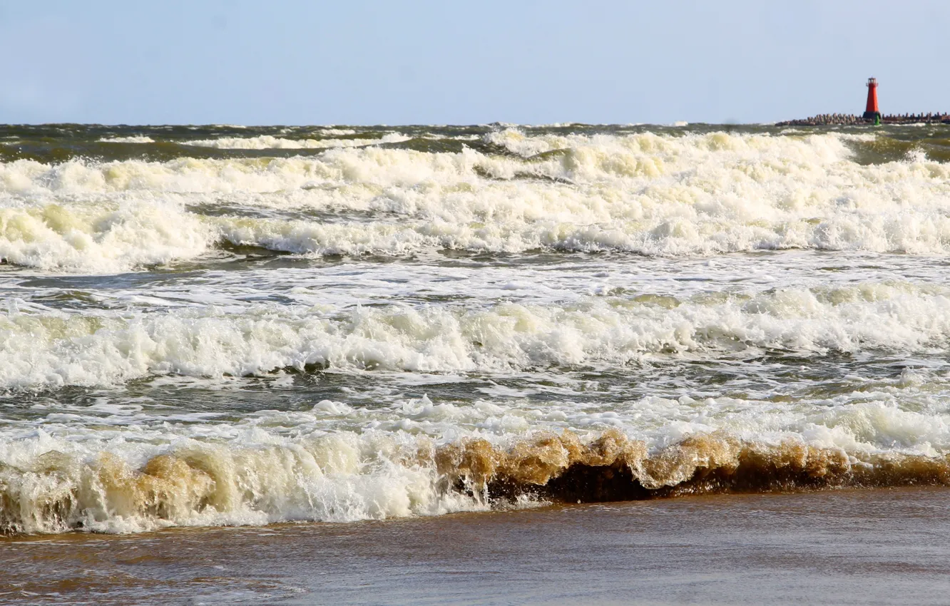 Photo wallpaper storm, beach, sea, ocean, water, wave