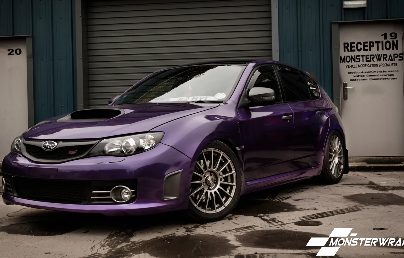 Photo wallpaper Subaru, Impreza, WRX, STI, purple, wrap, Gloss