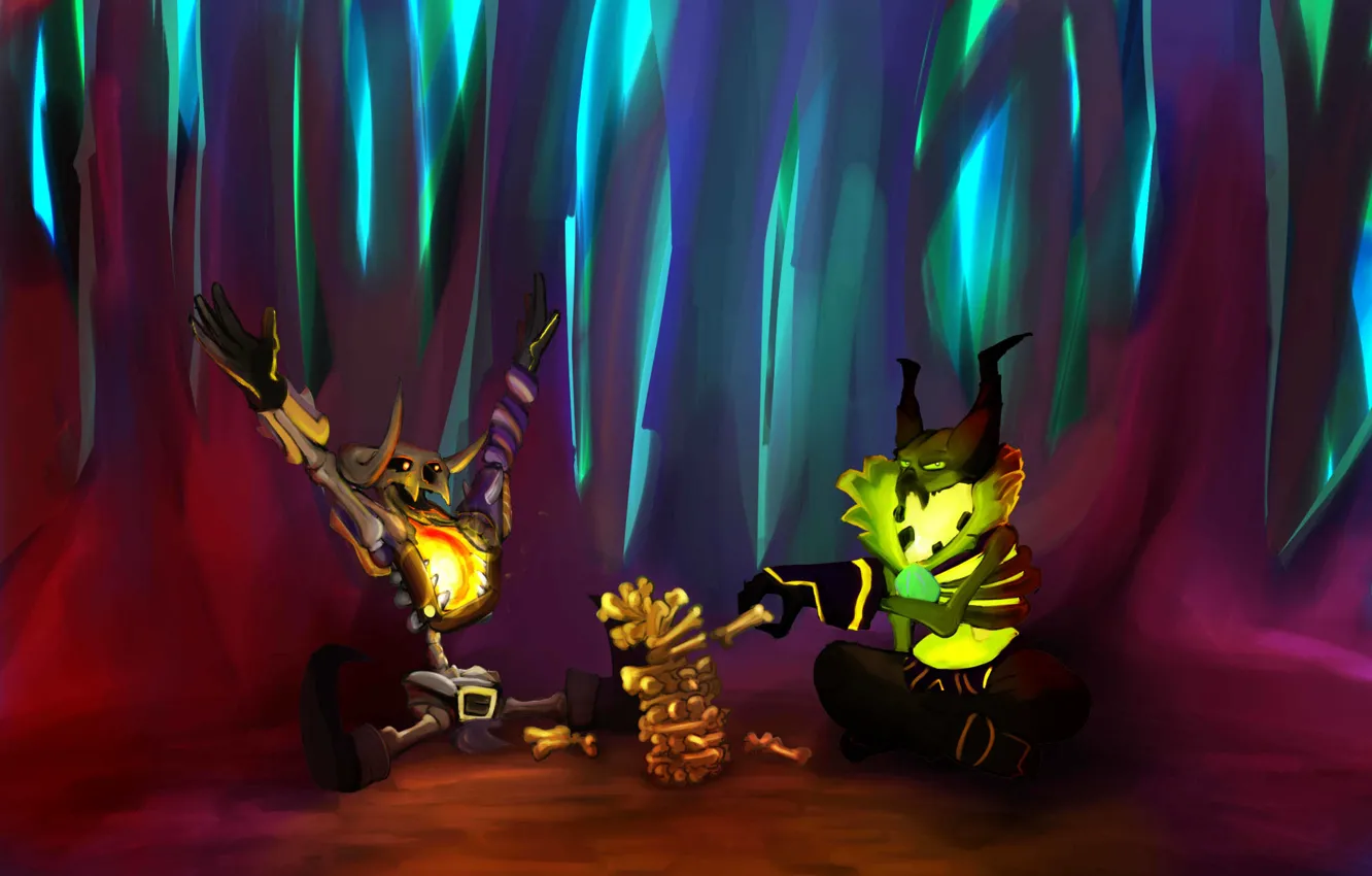 Photo wallpaper the game, art, bones, skeleton, dota 2, Pugna, Clinkz, Bone Fletcher