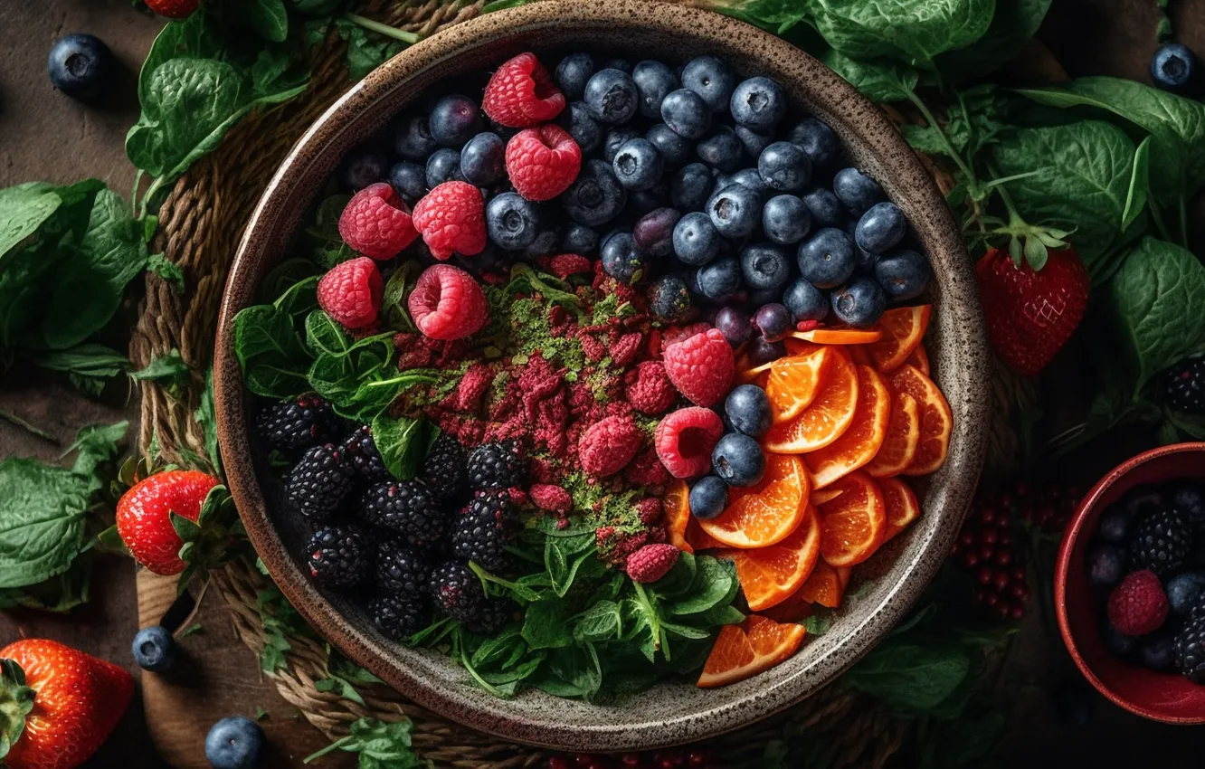 Photo wallpaper berries, food, fruit, different, a lot, juicy, delicious, cuts