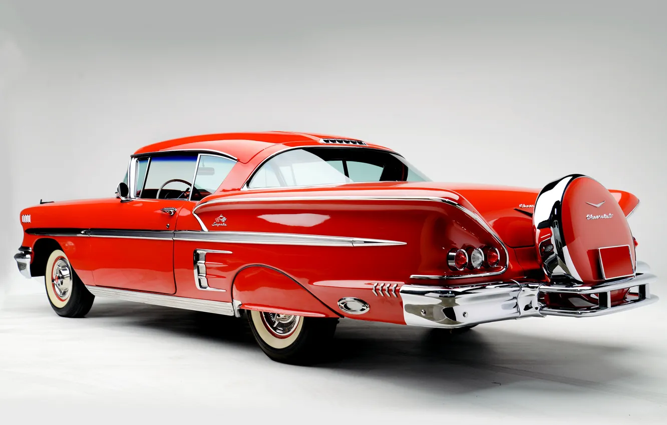 Photo wallpaper Chevrolet, Classic, Bel Air, Impala, Chrome, Classic car, 1958, Chevrolet Bel Air Impala