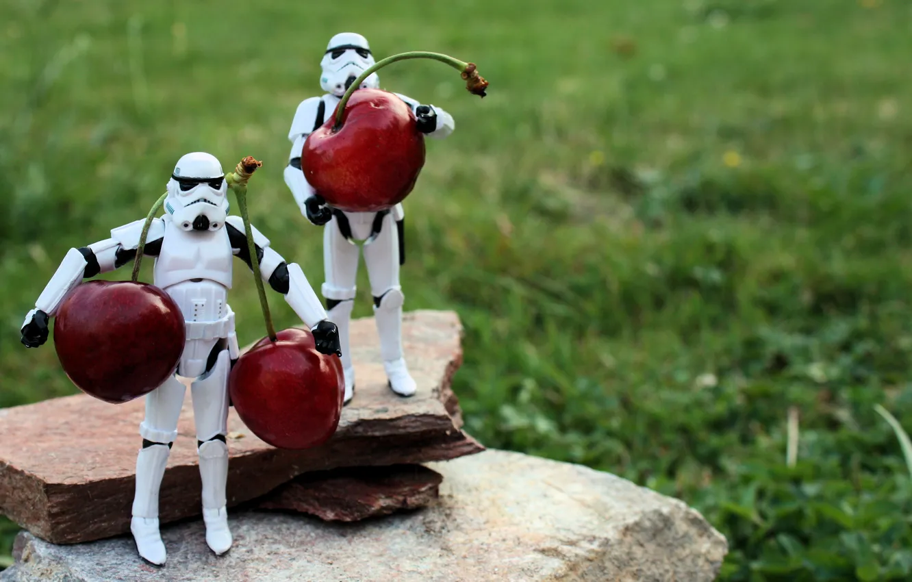 Photo wallpaper macro, cherry, toy, star wars, attack, cherry, vitamins, LEGO